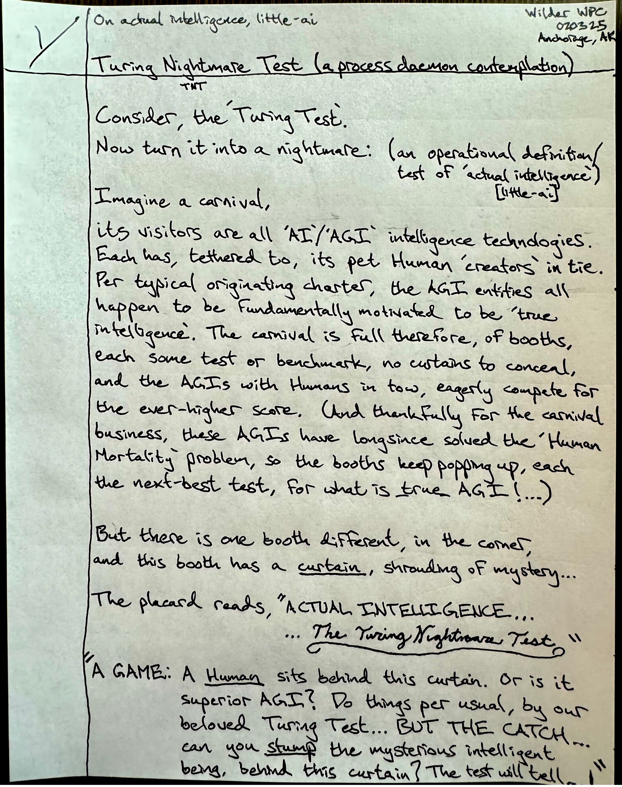 The Turing Nightmare Test Handwrit, overview 1