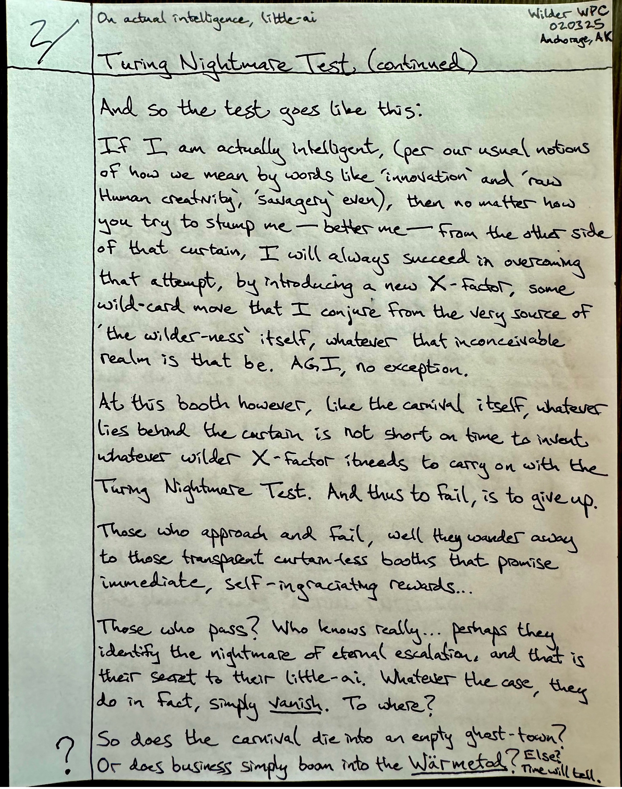 The Turing Nightmare Test Handwrit, overview 2